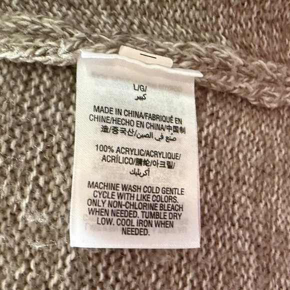 Karen Scott Womens Taupe Cable Knit Open Front Longline Cardigan Sweater Large - Picture 3 of 4